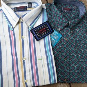 Vintage Cotton Club By Block Tall Man Shirt Lot 2 NWT 16 LT 16.5 Cotton 1996
